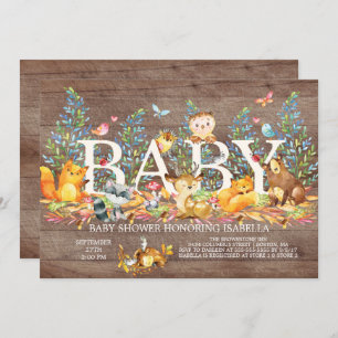 Wood Woodland Neutral Baby Shower Invitation