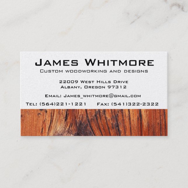 Wood working Cabinet Construction Business Card (Front)