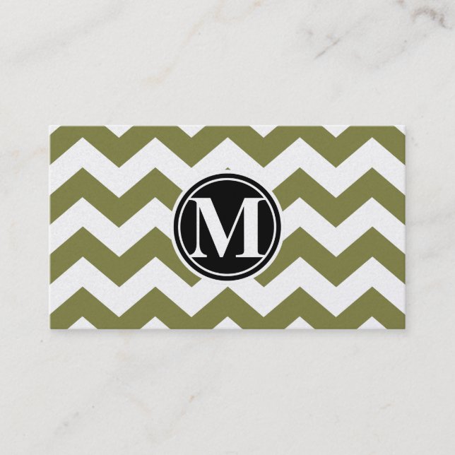 Woodbine Chevron and Monogram Business Card (Front)