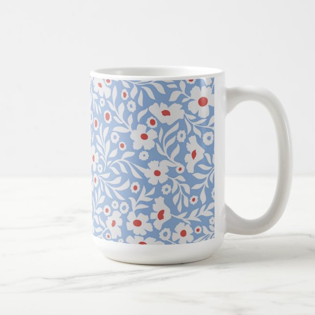 Woodblock Floral Pattern Coffee Mug (Right)