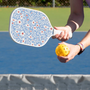 Woodblock Floral Pattern Pickleball Paddle
