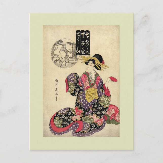 Woodblock print by Eizan Postcard (Front)