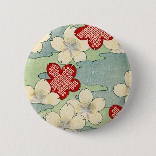 Woodblock Print of Dogwood Blossoms 6 Cm Round Badge