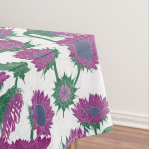 Woodblock Print Sunflower pink Tablecloth