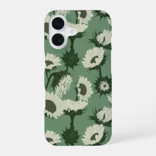 Woodblock Print Sunflower white iPhone 16 Case