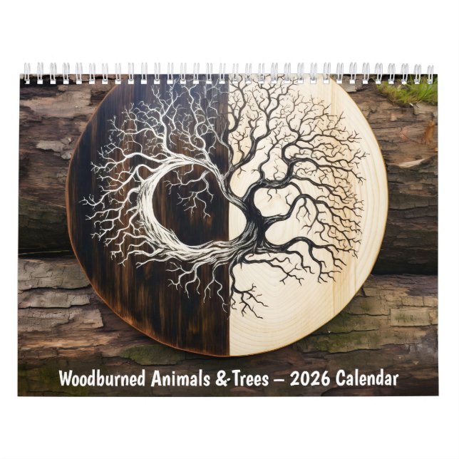Woodburned Animals & Trees – 2026 Calendar (Cover)