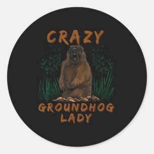 Woodchuck Crazy Groundhog Rodent Ground Squirrel  Classic Round Sticker
