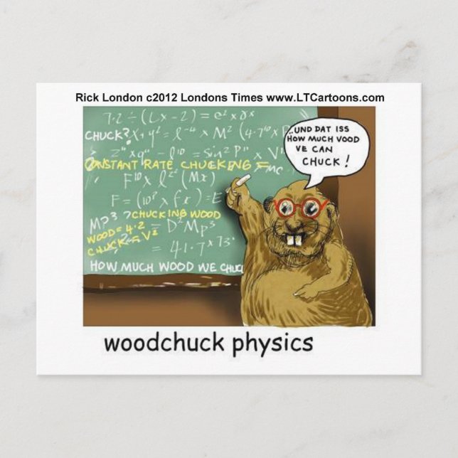 Woodchuck Physics Funny Tees Mugs Gifts Etc Postcard (Front)