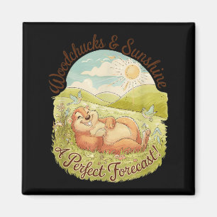 Woodchucks &amp; Sunshine Funny Groundhog Day Vint Magnet