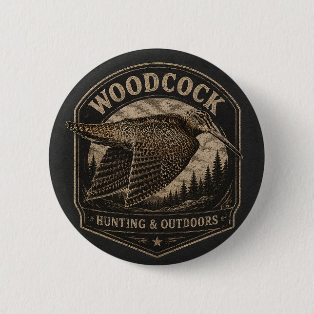 Woodcock  6 cm round badge (Front)