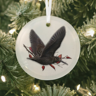 Woodcock glass tree decoration