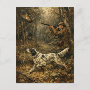 Woodcock hunting holiday postcard