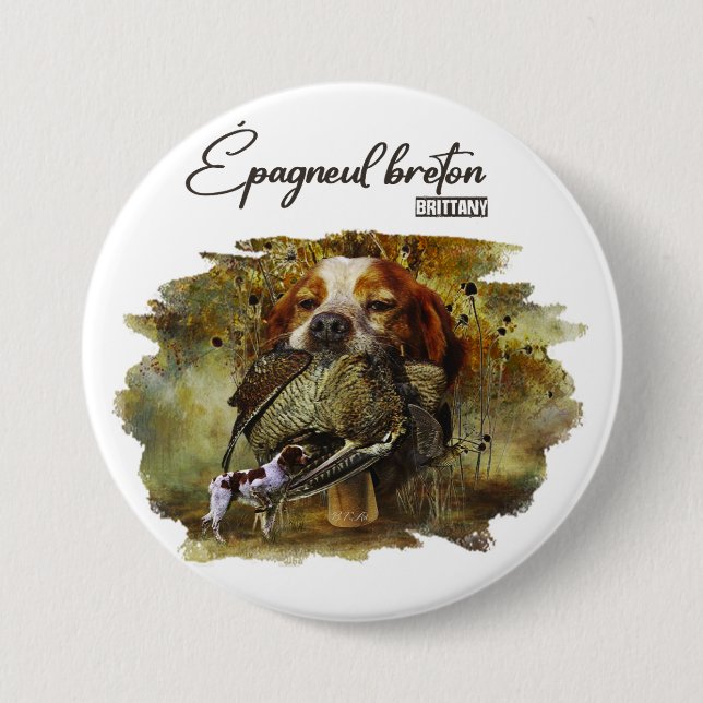 Woodcock hunting with Brittany Spaniel    7.5 Cm Round Badge (Front)