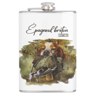 Woodcock hunting with Brittany Spaniel Hip Flask