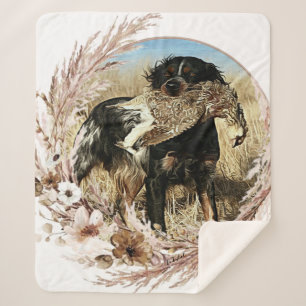 Woodcock hunting with Brittany Spaniel Sherpa Blanket