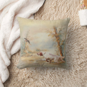 Woodcock Hunting with English Setter in forest, Ar Cushion