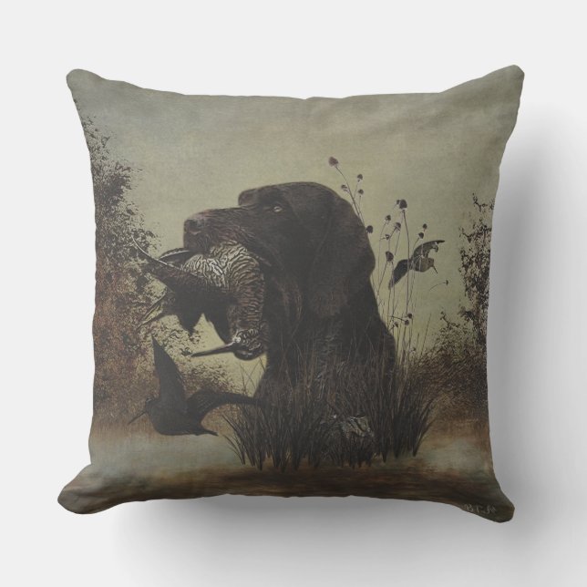 Woodcock Hunting with German Wirehaired Pointer   Cushion (Front)