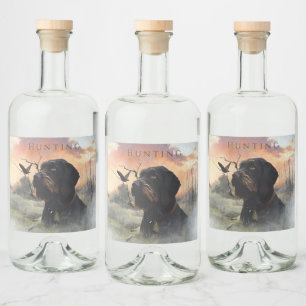 Woodcock Hunting with German Wirehaired Pointer Liquor Bottle Label
