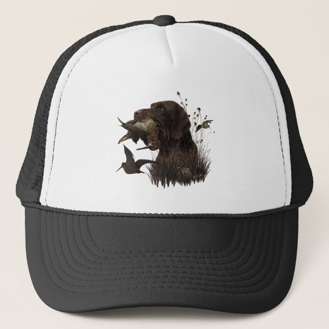 Woodcock Hunting with German Wirehaired Pointer   Trucker Hat (Front)