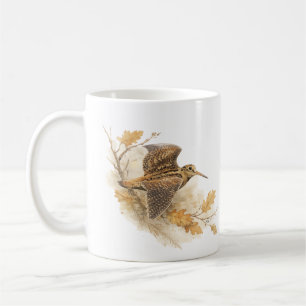 Woodcock in Flight  ,  Autumn Woodland Nature Art Coffee Mug