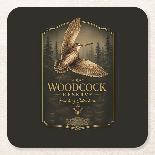 Woodcock  square paper coaster (Front)