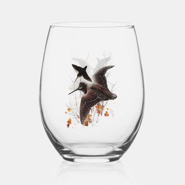 Woodcock         stemless wine glass (Front)