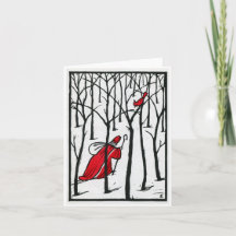 Woodcut Cardinal and Saint Nick