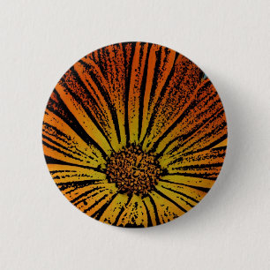 Woodcut Daisy 6 Cm Round Badge