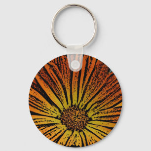 Woodcut Daisy Key Ring
