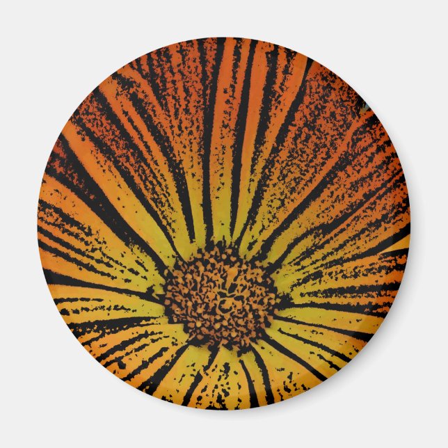 Woodcut Daisy Magnet (Front)