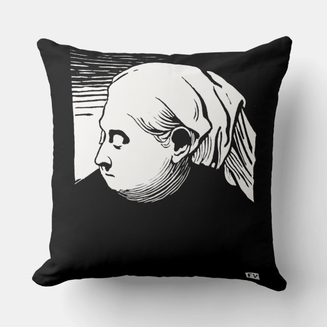 Woodcut Portrait of Queen Victoria  Cushion (Front)