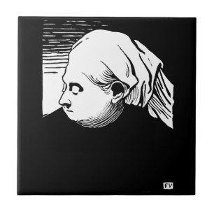 Woodcut Portrait of Queen Victoria Tile