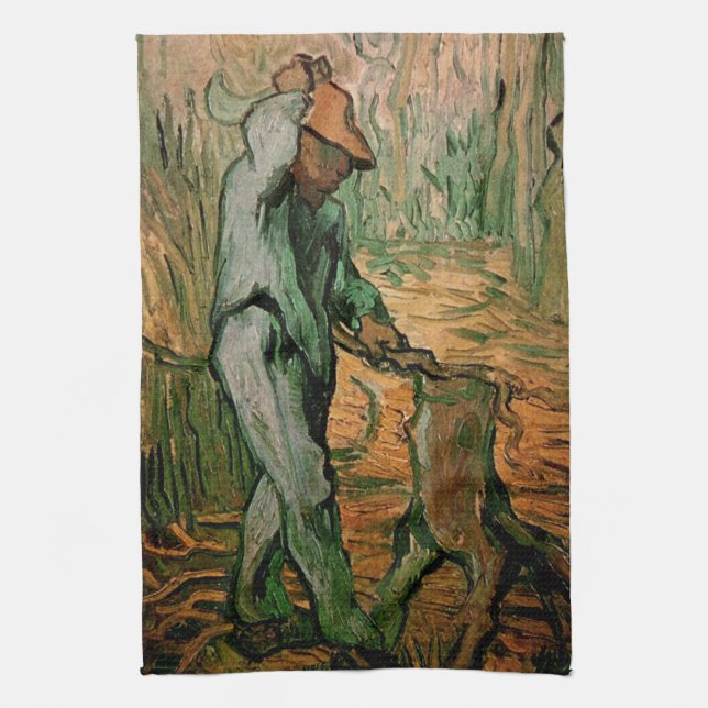 Woodcutter (after Millet) by Vincent van Gogh Tea Towel (Vertical)