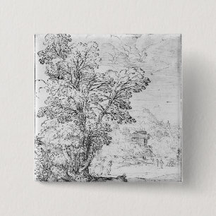 Wooded landscape 15 cm square badge