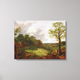 Wooded Landscape with a Cottage, Sheep and a Recli Canvas Print