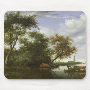 Wooded river landscape mouse pad