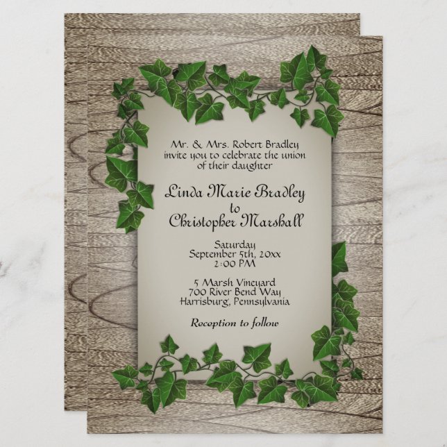 Wooded Vine Wedding Invitation (Front/Back)