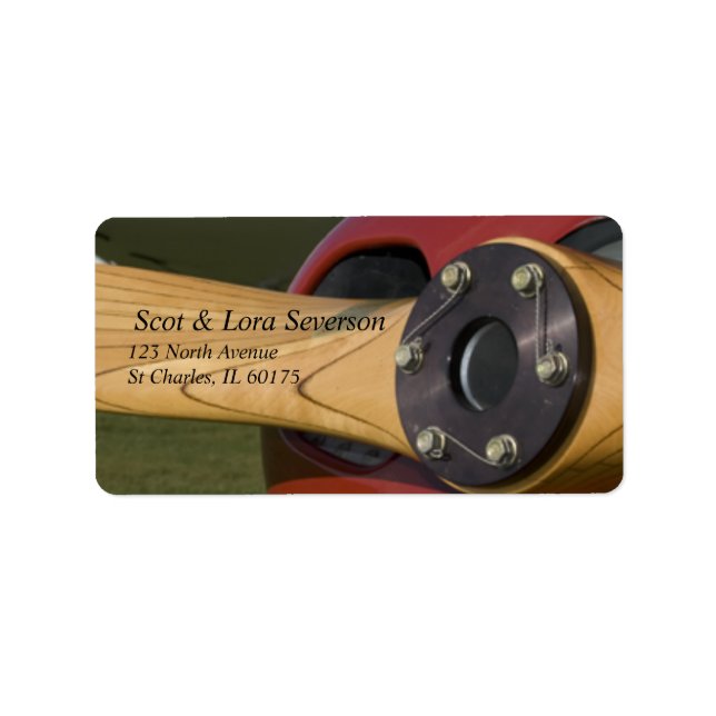 Wooden Aeroplane Propeller Return Address Labels (Front)