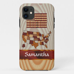 Wooden American flag and map Case-Mate iPhone Case