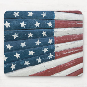 Wooden American Flag Mouse Pad