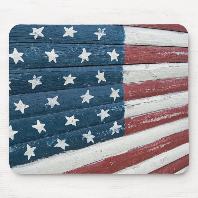 Wooden American Flag Mouse Pad (Front)