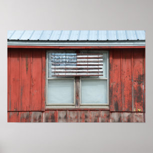 Wooden American Flag on Red Barn in Vermont Poster
