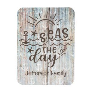 Wooden Anchor Personalised Seas the Day Cruise Magnet