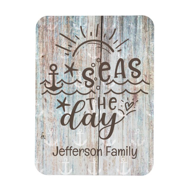 Wooden Anchor Personalised Seas the Day Cruise Magnet (Vertical)