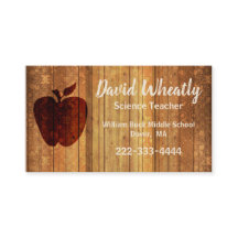 Wooden Apple Teacher Business Card