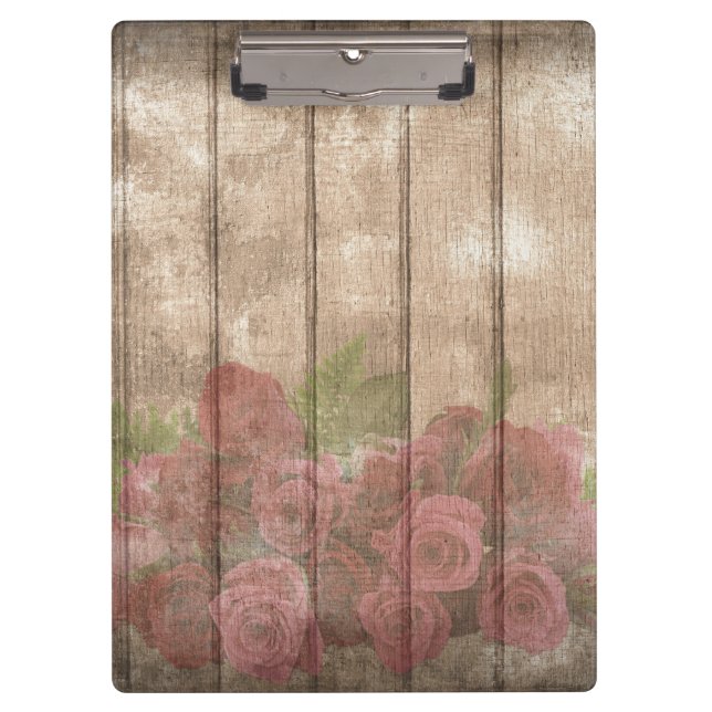 Wooden Background Modern Elegant Vintage Romantic Clipboard (Front)