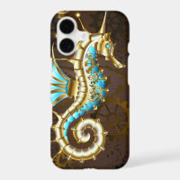 Wooden Background with Mechanical Seahorse