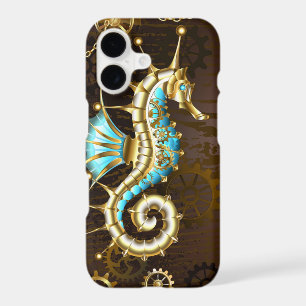 Wooden Background with Mechanical Seahorse