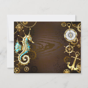 Wooden Background with Mechanical Seahorse