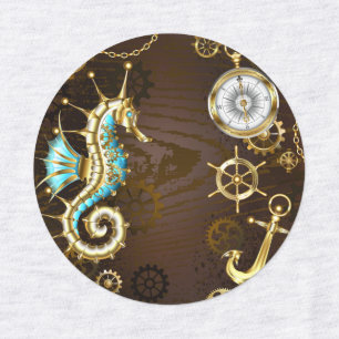 Wooden Background with Mechanical Seahorse